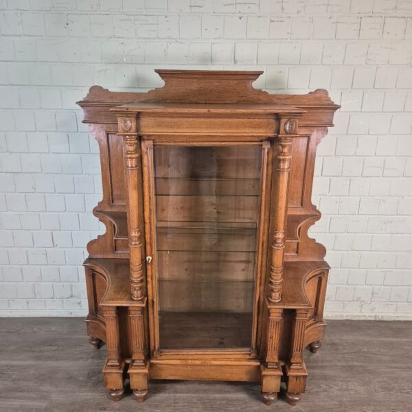 Vitrine Geschirrschrank Gründerzeit 1880 Eiche – Bild 2