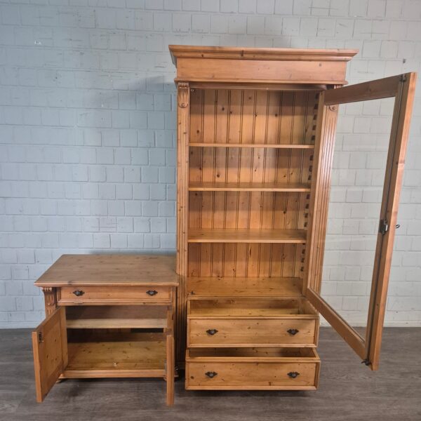 Vitrine mit Sideboard Schrank 1,77 m Kiefer – Bild 12