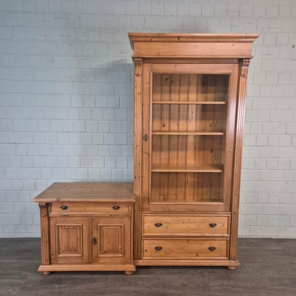 Vitrine mit Sideboard Schrank 1,77 m Kiefer – Bild 2