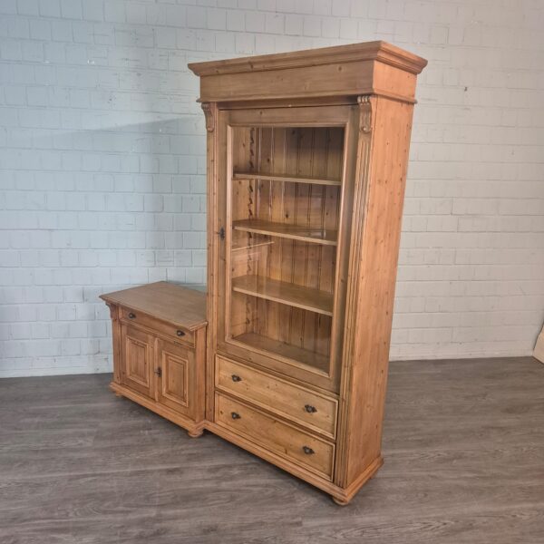 Vitrine mit Sideboard Schrank 1,77 m Kiefer – Bild 3