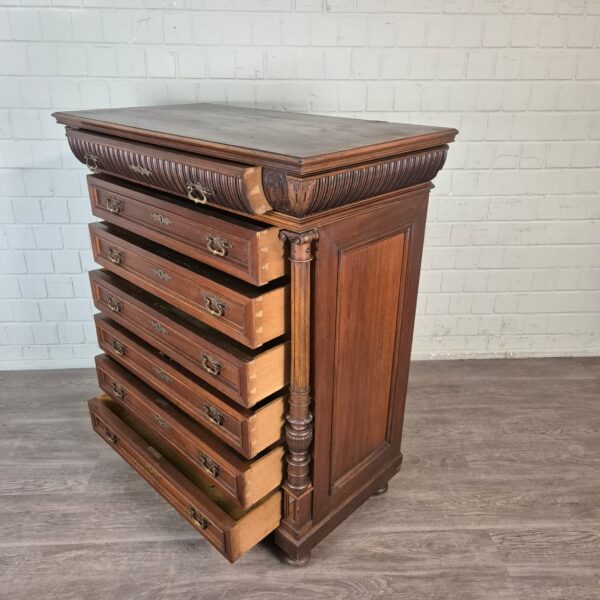 Hochkommode Kommode Gründerzeit 1880 Nussbaum – Bild 10