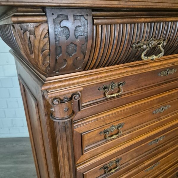 Hochkommode Kommode Gründerzeit 1880 Nussbaum – Bild 4