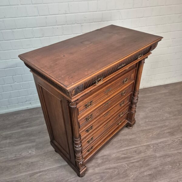 Hochkommode Kommode Gründerzeit 1880 Nussbaum – Bild 3