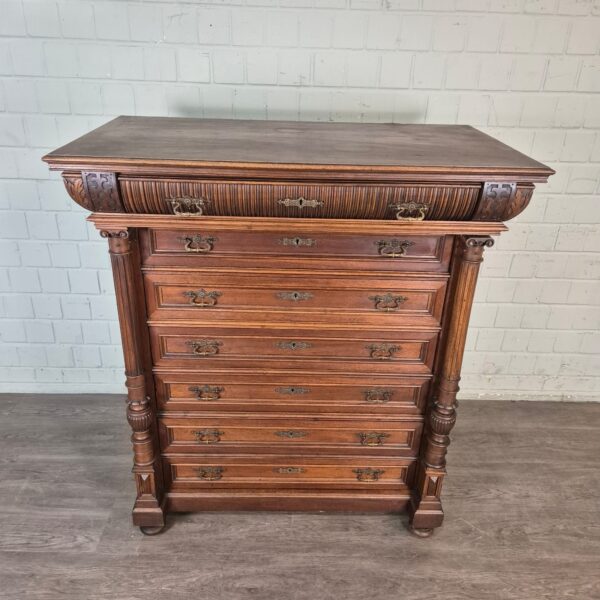 Hochkommode Kommode Gründerzeit 1880 Nussbaum – Bild 2