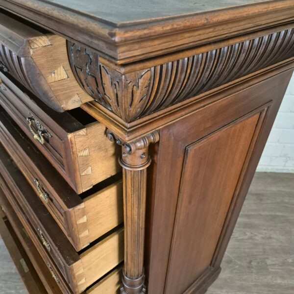 Hochkommode Kommode Gründerzeit 1880 Nussbaum – Bild 11