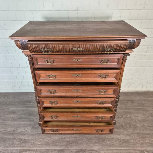 Hochkommode Kommode Gründerzeit 1880 Nussbaum – Bild 8