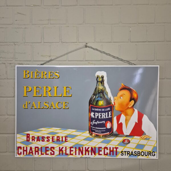 Emaille-Reklameschild "Bières Perle d'Alsace" 1,00 m x 0,65 m – Bild 2