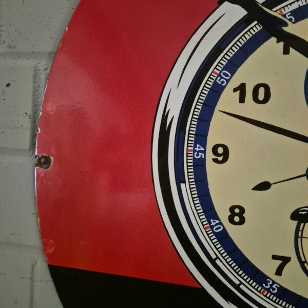 Vintage Emaille-Schild Reklameschild "Heuer" Ø 0,76 m – Bild 2