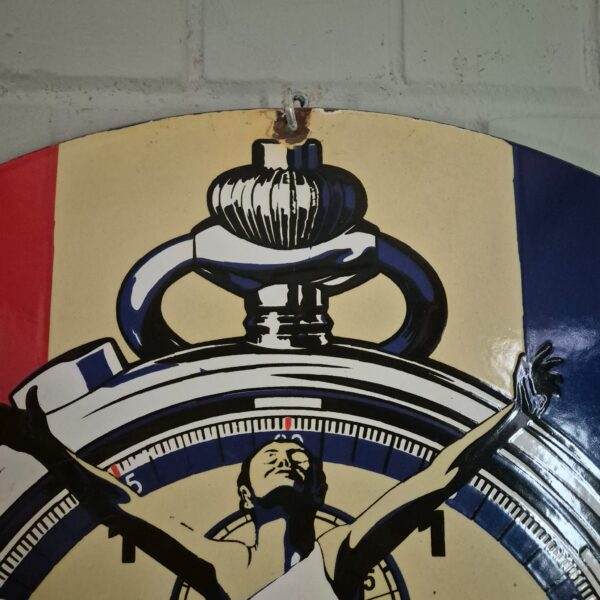 Vintage Emaille-Schild Reklameschild "Heuer" Ø 0,76 m – Bild 4