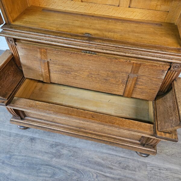 Vitrine mit Truhenbank Schrank Gründerzeit 1880 Eiche – Bild 15
