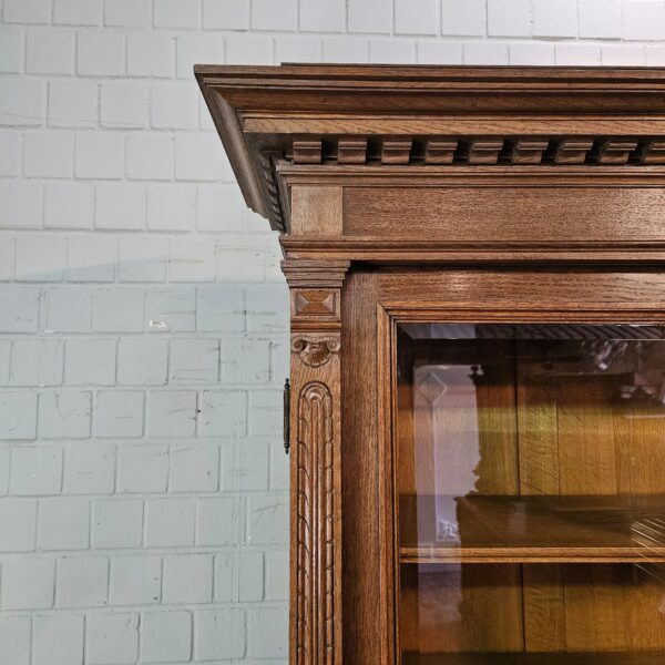 Vitrine mit Truhenbank Schrank Gründerzeit 1880 Eiche – Bild 6
