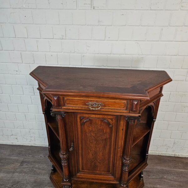 Beistellschrank Geschirrschrank Gründerzeit 1880 Nussbaum – Bild 7