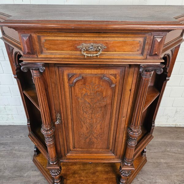 Beistellschrank Geschirrschrank Gründerzeit 1880 Nussbaum – Bild 5