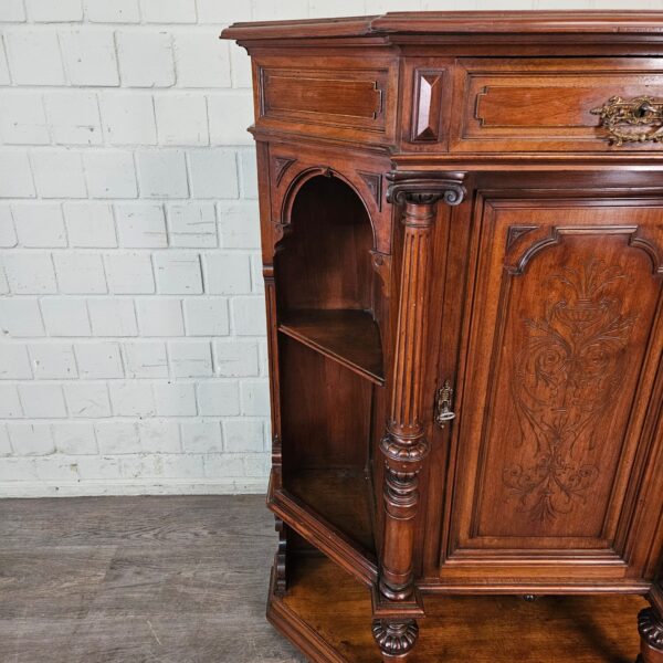 Beistellschrank Geschirrschrank Gründerzeit 1880 Nussbaum – Bild 4