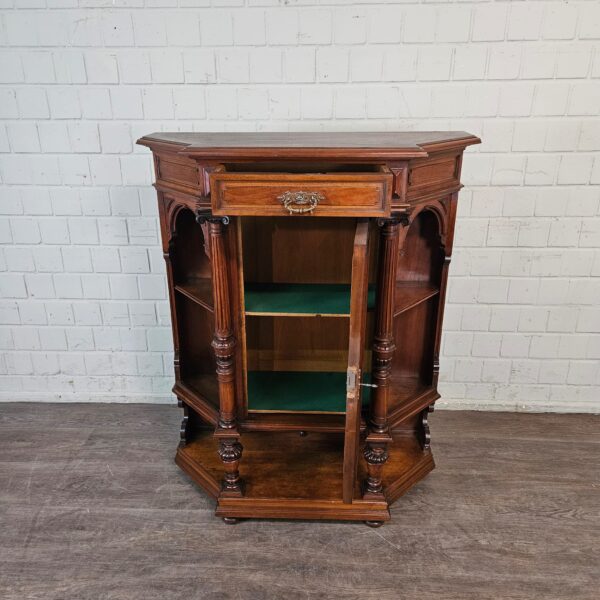 Beistellschrank Geschirrschrank Gründerzeit 1880 Nussbaum – Bild 8