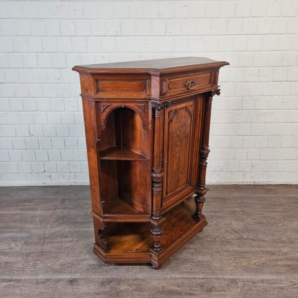 Beistellschrank Geschirrschrank Gründerzeit 1880 Nussbaum – Bild 2