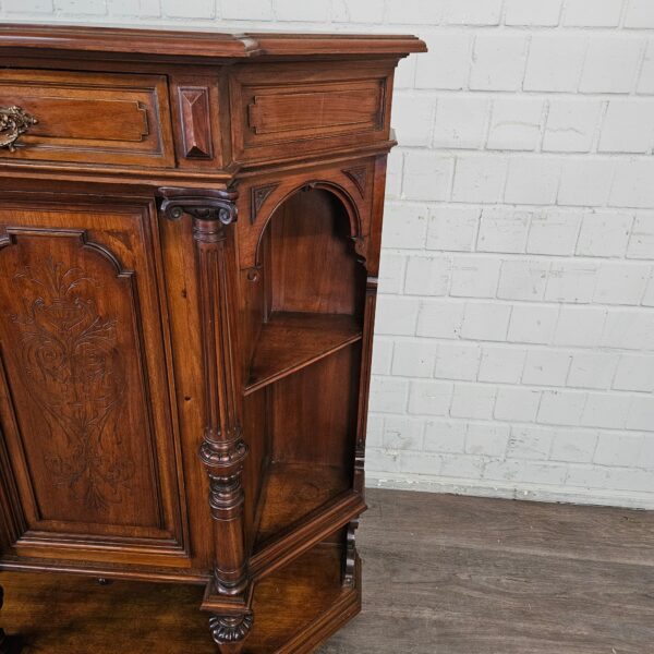 Beistellschrank Geschirrschrank Gründerzeit 1880 Nussbaum – Bild 6