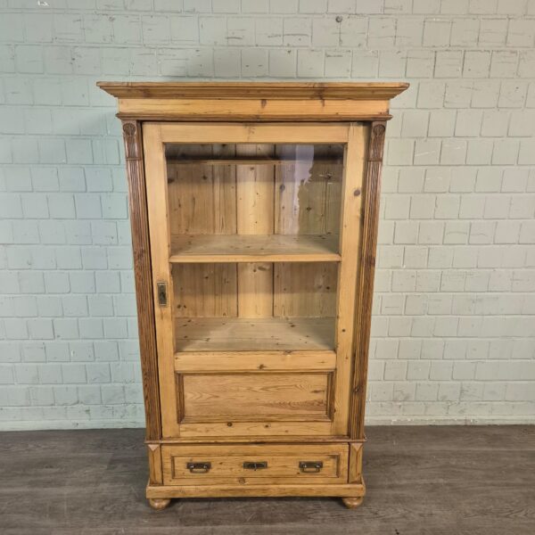 Vitrine Geschirrschrank Jugendstil 1910 Kiefer – Bild 2