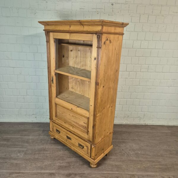 Vitrine Geschirrschrank Jugendstil 1910 Kiefer – Bild 3