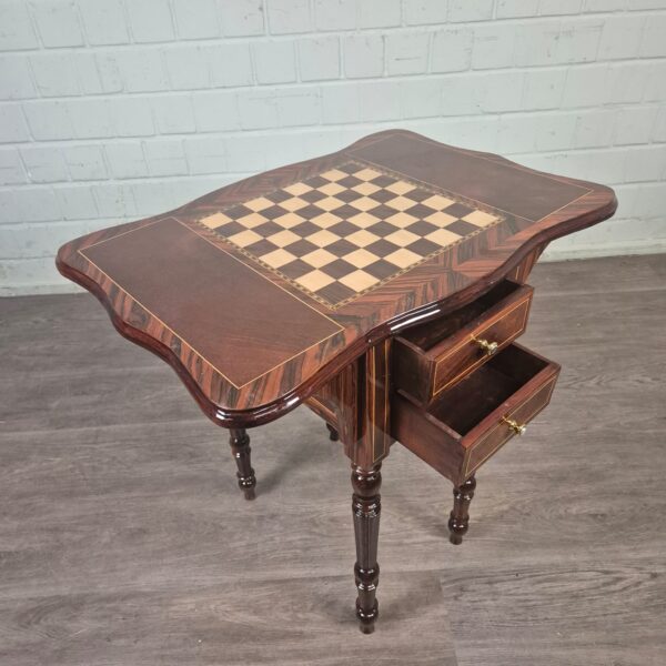 Spieltisch Schach & Dame Beistelltisch Nussbaum 0,75 m – Bild 12