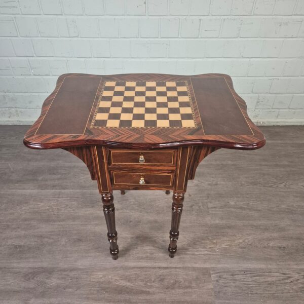 Spieltisch Schach & Dame Beistelltisch Nussbaum 0,75 m – Bild 2