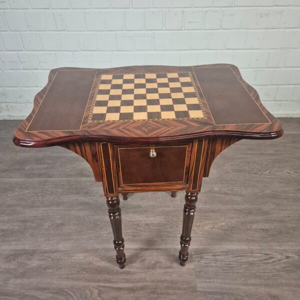 Spieltisch Schach & Dame Beistelltisch Nussbaum 0,75 m – Bild 15