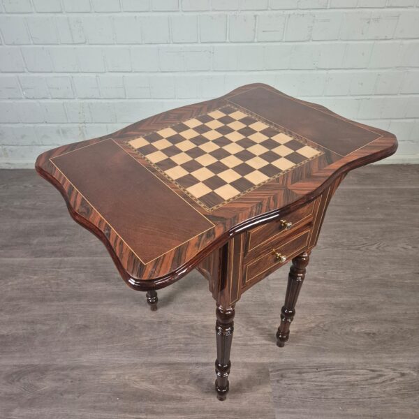 Spieltisch Schach & Dame Beistelltisch Nussbaum 0,75 m – Bild 3