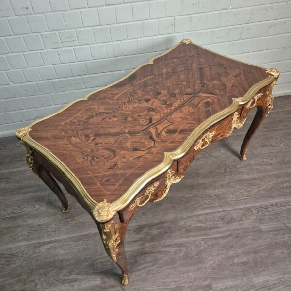 Schreibtisch Neubarock 1,45 m Nussbaum – Bild 4