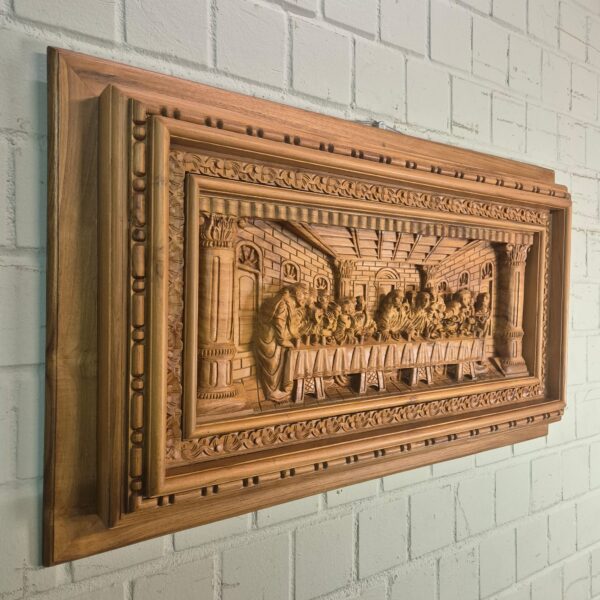 3D Teakholz-Wandrelief "Das letzte Abendmahl" 1,03 m