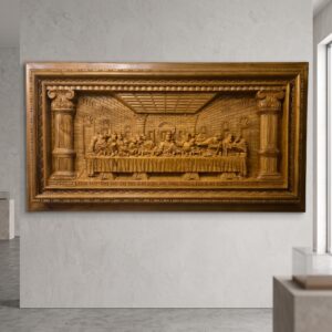3D Teakholz-Wandrelief "Das letzte Abendmahl" 1,50 m