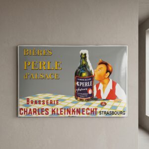 Emaille-Reklameschild "Bières Perle d'Alsace" 1,00 m x 0,65 m