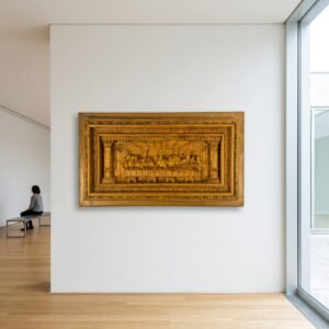 3D Teakholz-Wandrelief "Das letzte Abendmahl" 1,03 m