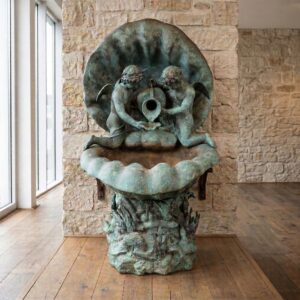 Brunnen Wasserspiel "Muschel mit Putten" Bronze 1,53 m