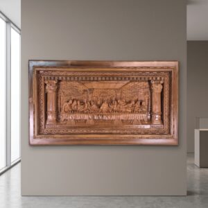 3D Teakholz-Wandrelief "Das letzte Abendmahl" 1,20 m