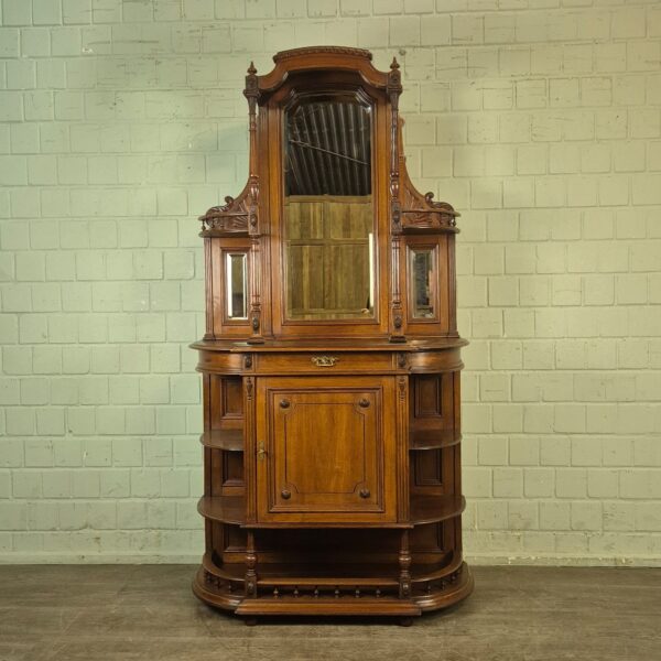 Buffetschrank Spiegelschrank Jugendstil 1895 Nussbaum – Bild 2