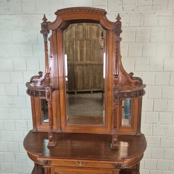 Buffetschrank Spiegelschrank Jugendstil 1895 Nussbaum – Bild 13