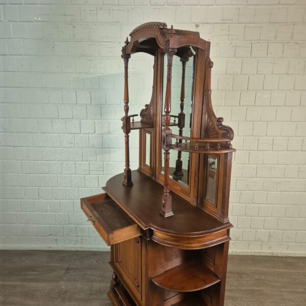 Buffetschrank Spiegelschrank Jugendstil 1895 Nussbaum – Bild 15