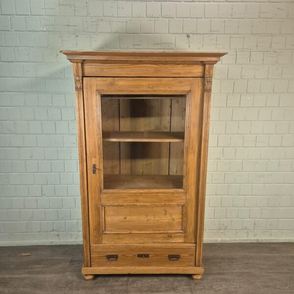 Vitrine Geschirrschrank Jugendstil 1900 Kiefer – Bild 2