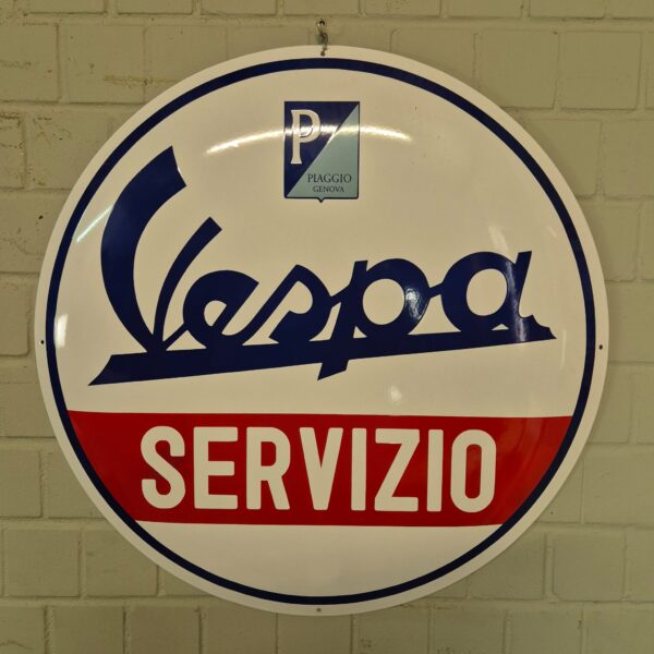 Vespa Servizio Emaille-Reklameschild Ø 0,90 m