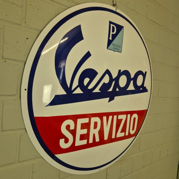 Vespa Servizio Emaille-Reklameschild Ø 0,90 m – Bild 3