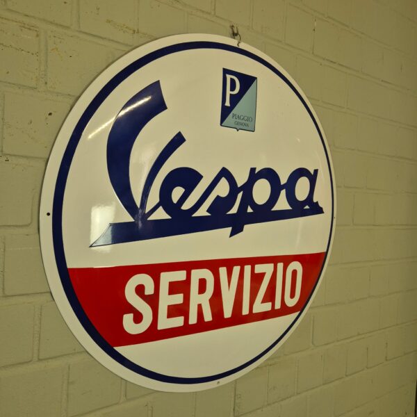 Vespa Servizio Emaille-Reklameschild Ø 0,90 m – Bild 2
