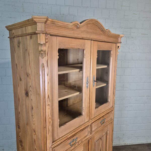 Vitrine Geschirrschrank Louis Philippe 1860 Kiefer – Bild 4