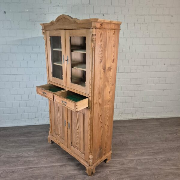 Vitrine Geschirrschrank Louis Philippe 1860 Kiefer – Bild 15