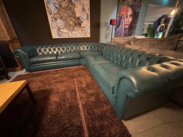 Chesterfield Sofa Eckcouch Ecksofa Dunkel-Türkis 2,75 m x 2,90 m – Bild 4