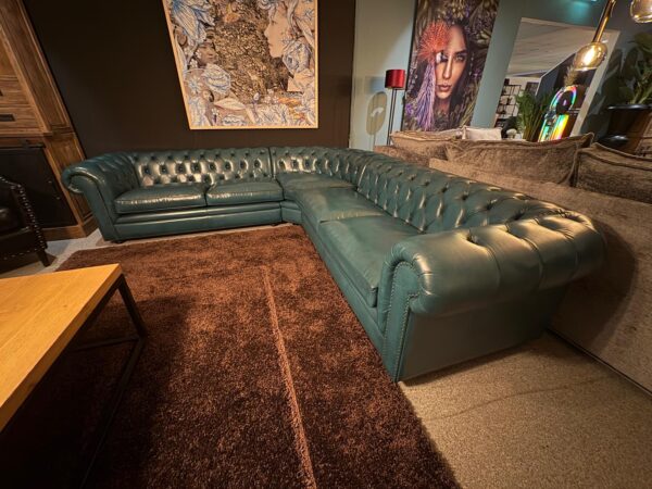 Chesterfield Sofa Eckcouch Ecksofa Dunkel-Türkis 2,75 m x 2,90 m