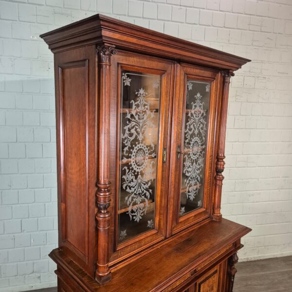 Vitrine Bücherschrank Gründerzeit 1880 Nussbaum – Bild 3