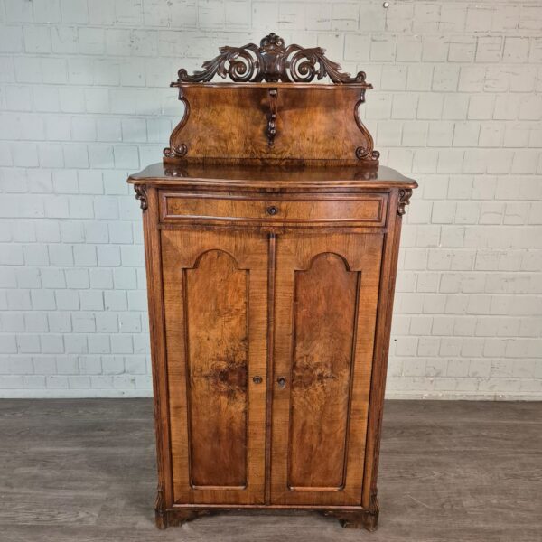 Vertiko mit Aufsatz Louis Philippe 1860 Nussbaum – Bild 2