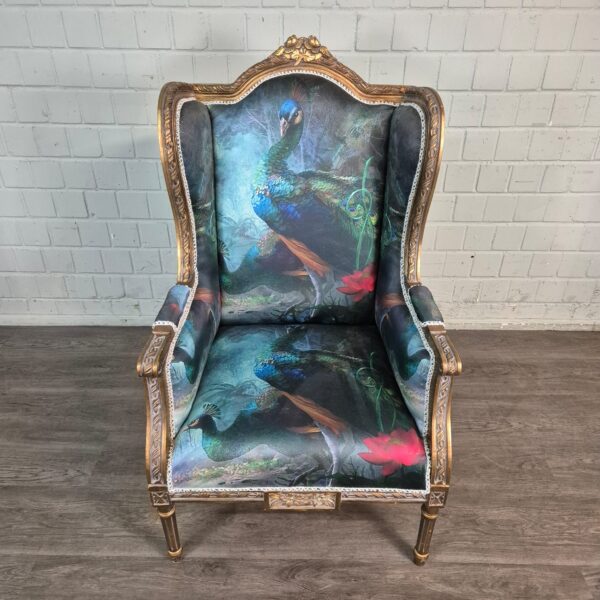 Ohrenbackensessel Sessel Pfau-Motiv Barockstil 0,74 m – Bild 2