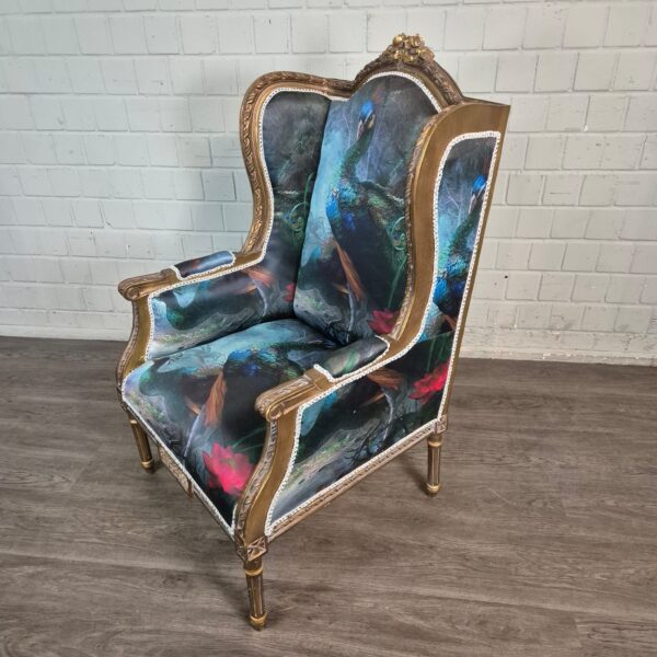 Ohrenbackensessel Sessel Pfau-Motiv Barockstil 0,74 m – Bild 3
