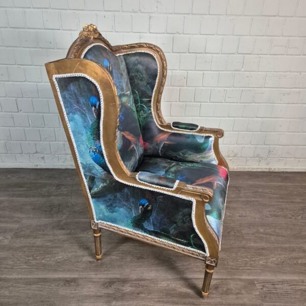 Ohrenbackensessel Sessel Pfau-Motiv Barockstil 0,74 m – Bild 6